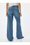 Фото #7 товара Bol Paça Kot Pantolon Standart Bel Cepli Pamuklu - Bianca Wide Leg Jeans