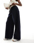 Фото #1 товара ASOS DESIGN contrast waistband flannel pull on trouser in navy