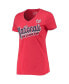 Women's Heathered Red Washington Nationals First Place V-Neck T-shirt
