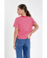 ფოტო #3 პროდუქტის Women's Contrast Rib Stripe T-shirt