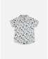 ფოტო #1 პროდუქტის Baby Boy Short Sleeve Poplin Shirt White Printed Jungle Friends - Infant