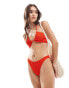 ASOS DESIGN Amy crinkle tanga bikini bottom in tomato red Томатно-красный - фото #2