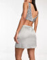 JDY satin mini skirt in silver