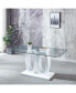 Contemporary Double Pedestal Dining Table, Tempered Glass Top With MDF Base