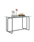 Фото #2 товара Обеденный стол прямоугольный Simplie Fun с черным металлическим каркасом, стеклянный обеденный стол для кухни