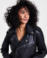 Фото #3 товара Petite Faux-Leather Moto Jacket, Created for Macy's