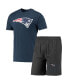 Фото #1 товара Men's Charcoal, Navy New England Patriots Meter T-shirt and Shorts Sleep Set