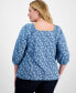 Фото #2 товара Plus Size Millies Square-Neck 3/4-Sleeve Top, Created for Macy's