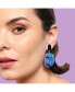 Women's Blue Textured Oval Drop Earrings
