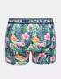 Jack & Jones 3 pack floral trunks in navy