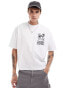 ASOS DESIGN Disney boxy oversized license t-shirt with Mickey Mouse Steamboat Willie prints in white