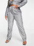 Фото #3 товара Simmi Plus glitter tailored trouser co-ord in gunmetal