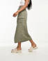 Фото #3 товара New Look cargo midi skirt in dark khaki