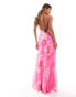 Фото #4 товара Mango flower print cami maxi dress in pink