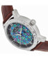 ფოტო #2 პროდუქტის Men Protege Leather Strap Watch w/Date - Silver/Brown