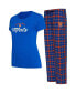 ფოტო #1 პროდუქტის Women's Royal, Orange New York Mets Arctic T-shirt and Flannel Pants Sleep Set