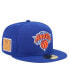 Фото #1 товара Men's Blue New York Knicks Court Sport Leather Applique 59fifty Fitted Hat