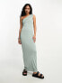 Фото #3 товара ASOS DESIGN draped one shoulder maxi dress in sage