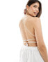 Фото #3 товара Stradivarius halter neck lace dress in white