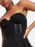 Miss Selfridge – Playsuit aus Spitze in Schwarz mit Korsett-Detail