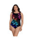 Фото #1 товара Women's Panel Scoopback Highneck One-Piece Swimsuit