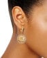 ფოტო #2 პროდუქტის Gold-Tone Pavé-Edged Flower Charm Hoop Earrings