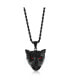 Фото #1 товара Stainless Steel Black Plated Panther with Ruby CZ Eyes Necklace