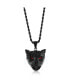 Stainless Steel Black Plated Panther with Ruby CZ Eyes Necklace 24 - фото #1