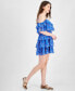 Фото #5 товара Juniors' Floral Print Tiered Ruffled Fit & Flare Dress