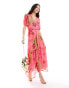 Фото #4 товара Hope & Ivy Valentine's ruffle wrap maxi dress in pink floral