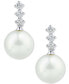 ფოტო #3 პროდუქტის Cultured Freshwater Pearl (8mm) & Diamond (1/5 ct. t.w.) Drop Earrings in 14k White Gold