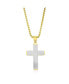 Фото #1 товара Stainless Steel Silver and Gold Single CZ Cross Necklace