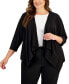 Plus Size Open-Front 3/4-Sleeve Waterfall Shrug