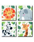 Фото #1 товара Jungle Party Animals - Home Decor - 11 x 11 inches Wall Art - Set of 4 Prints