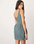 ASOS EDITION structured ruched bust corset detail mini dress in slate blue Сланцево-синий, 32 - фото #4