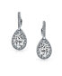 7CT Style Halo Clear Cubic Zirconia CZ Fashion Formal Dangle Drop Teardrop Earrings For Women Prom smaid Rhodium Plated