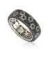 ფოტო #2 პროდუქტის Suzy Levian Sterling Silver Cubic Zirconia White & Black Pave Flower Eternity Band Ring