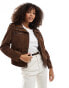 Фото #1 товара Bershka faux suede boxy jacket in chocolate