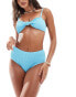 Фото #1 товара Vero Moda crinkle high waisted bikini bottoms in blue