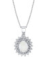 Фото #1 товара Macy's opal (1-1/20 ct. t.w.) & White Topaz (1-1/4 ct. t.w.) Oval Halo 18" Pendant Necklace in Sterling Silver