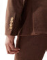 Фото #4 товара ASOS DESIGN wedding skinny wool mix suit jacket in brown basketweave texture
