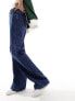 Фото #5 товара Vila high waisted wide leg jeans in dark blue wash