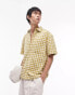 Topman oversized check button though polo in yellow