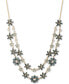 Фото #1 товара Gold-Tone Pavé, Stone & Imitation Pearl Flower Layered Collar Necklace, 16" + 3" extender