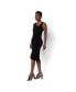 Women's Sleeveless Black Asymmetrical V-Neck Drape Front Dress