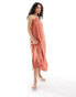 Edited ruched midaxi dress in terracotta Красный, 40 - фото #1