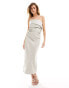 Kaiia leather look ruched bandeau midaxi dress in ecru 34 - фото #1