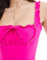 The Frolic omura lettuce edge ruched bust swimsuit in pink Розовый, 38 - фото #4