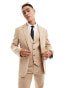 ASOS DESIGN slim herringbone suit jacket with linen in stone