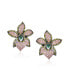 ფოტო #2 პროდუქტის 3D Green Pink Orchid Flower Shaped Pave CZ Large Stud Earrings For Women Cubic Zirconia Rhodium Plated Brass